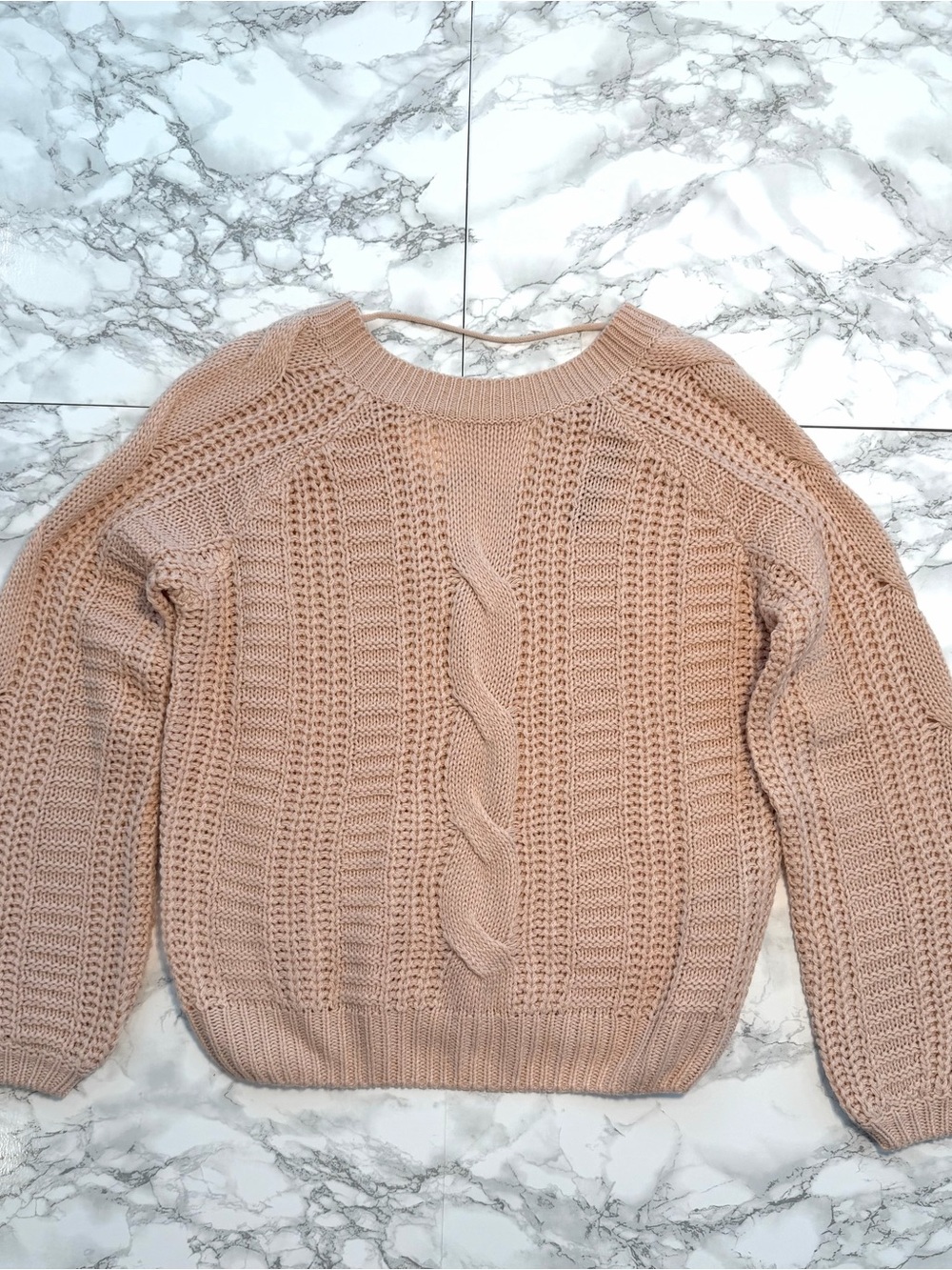 Vero Moda Blush Cable Knit Crew Sweater